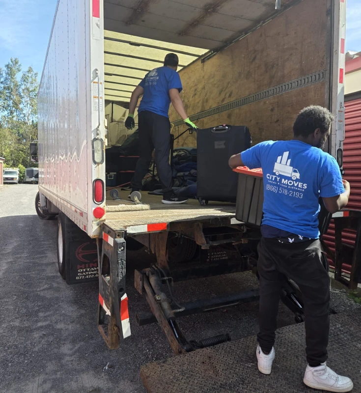 Professional movers handling a residential move in Brampton.